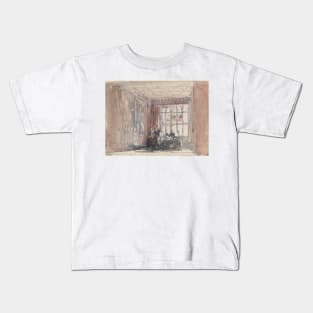 A Tudor Room with Figures, Possibly Hardwick Hall or Haddon Hall by David Cox Kids T-Shirt